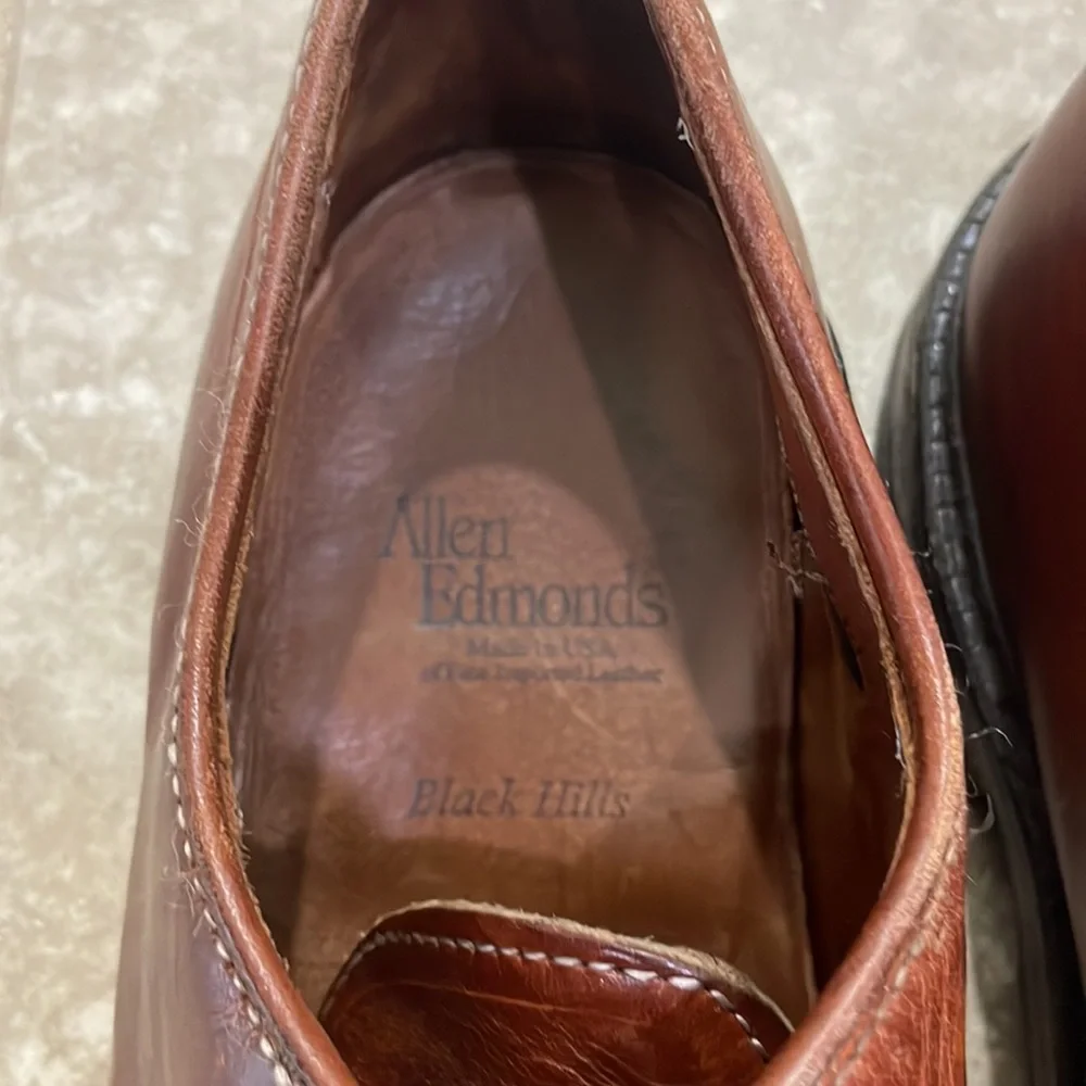 Allen Edmonds Mens Black Hills 2995 Brown Plain Toe Oxford Dress Shoes‎ Size 9.5